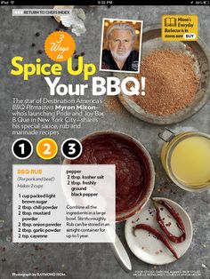 the cover of an article on spice up your bbq, with information about its ingredients