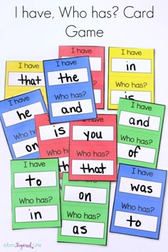 i have, who has? card game for kids to practice their sight words with