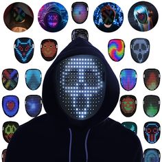 PRICES MAY VARY. Dynamic 50 Pattern Display: Our Led mask boasts an impressive 50 pattern display, allowing you to easily switch between dynamic display modes to match your mood and occasion. Whether it's a birthday, Halloween, Christmas, rave, or electronic music festival, this light up mask is perfect for any occasion,to make you the center of attention. Materials Construction: Made with excellent quality materials, our LED mask is both durable and long-lasting. The bright and vibrant colors, Full Face Rave Mask For Halloween, Rave Style Full Face Mask For Halloween, Multicolor Halloween Costume Party Mask, Mask For Halloween, Halloween Rave, Electronic Music Festival, Eye Hole, Led Face Mask, Glow Mask