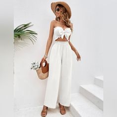 Brand New In Its Original Packaging Top - Xs Pants - 2 Split Hem Skirt, Vacation Outfits Women, Tube Jumpsuit, Style Savvy, Cropped Tube Top, Clothing Size Chart, Womens Clothing Sizes, Vacation Outfits, Outfit Set