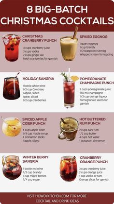 christmas cocktails that are perfect for the holiday season, including cold drinks and hot beverages