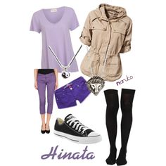 "Hinata, from Naruto" by blackrabbitmegapig on Polyvore Nerdy Outfits, Everyday Cosplay, Naruto Hinata, Character Inspired Outfits, Fandom Fashion, Fandom Outfits, Purple Pants