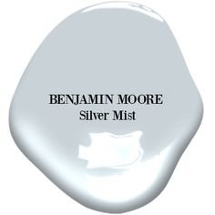 a white paint with the words benamm moore silver mist in black on it