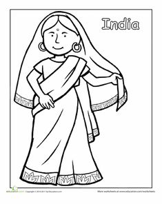 Dance Coloring Pages, Harmony Day, World Thinking Day, Detailed Coloring Pages, Color Worksheets, Indian Traditional, Traditional Clothing, Colouring Pages, Printable Worksheets