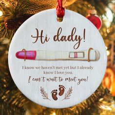 Dad To Be Ornament | Pregnancy Announcement Ornament Dads First Christmas, Pregnancy Announcement Ornament, Ornament Ceramic, Baby Christmas Ornaments, Dad To Be, Daughter Christmas, Baby Christmas, Baby Ornaments, Expecting Baby