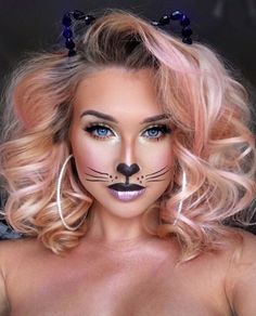 Makeup Halloween Looks, Cat Costume Makeup, Cat Halloween Makeup, Holloween Makeup, Cat Makeup Halloween, Creepy Halloween Makeup, Cute Halloween Makeup, Halloween Makeup Diy, Halloween Makeup Easy