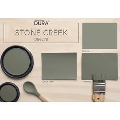 some paint colors are being used to create the color scheme for stone creek, including gray and green