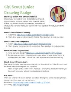 the girl scout junior drawing badge has been changed to include instructions on how to draw