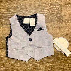 Koala Kids Infant Vest Size 0-3mo Gray/Blue White Button Up Combo Dressy Vest, Navy Blue Quilt, White Faux Fur Vest, Kids Vest, Faux Fur Vest Black, Toddler Jacket, Kids Jackets, Quilted Puffer Vest, Koala Kids