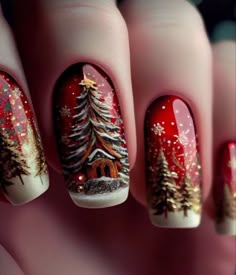 Fancy Nails Designs, Pretty Nail Art Designs, Christmas Nails Acrylic, Winter Nail Art, Pretty Nail Art, Fall Nail Art, Xmas Nails