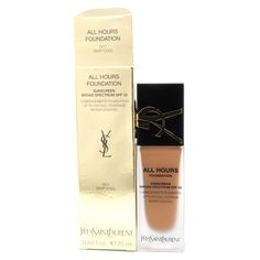 Yves Saint Laurent All Hours Foundation 0.84oz/25ml New Without Box Size: 0.84 oz.  Color: Clear. Broad Spectrum Sunscreen, Yves Saint Laurent, Saint Laurent, Foundation, Color