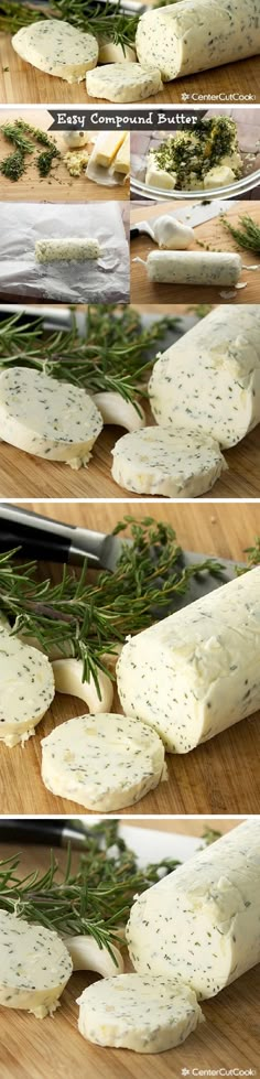 the process of making an appetizer with cheese and herbs