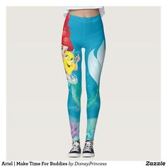 Ariel | Make Time For Buddies Leggings Mermaid Leggings, Cute Disney Outfits, Light Sea Green, Disney Leggings, Disney Princess Ariel, Hanging With Friends, Run Disney, Custom Leggings, Beige Light