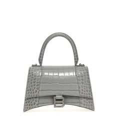 'Hourglass S' Crocodile-Print Leather Handbag With Flap Closure And Logo Patch, Fixed Handle And Adjustable And Removable Shoulder Strap. Color: Gray Size & Fit: W 22.9 X H 15 X D 10 Cm Composition: 100% Calfskin Leather (Bos Taurus) Made In: Italy Sku: Jul-5935461lr6y1108 Welcome To The Official Luosophy Poshmark Closet! Luosophy Is A Luxury Brand Reselling Company Founded In San Diego, Ca From 2016. All Our Products Are Imported From Italy And Sold In The Usa. We Do Our Best To Provide High Fa Balenciaga Hourglass Bag, Bags Balenciaga, Balenciaga Women, Embossed Bag, Small Handbag, Balenciaga Bag, Small Tote, Shopper Tote, Small Shoulder Bag