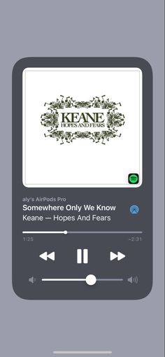 an audio player with the words keane on it