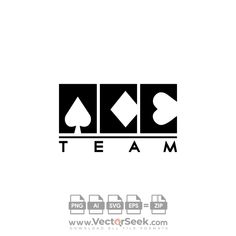 the logo for team, which is designed in black and white with an image of spades