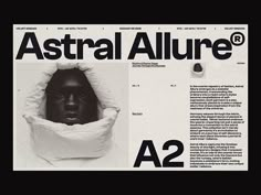 a black and white photo of a person wrapped up in a blanket with the words astral allure on it