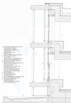 an architectural drawing shows the floor plan for a building with multiple levels and different sections