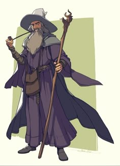 an old wizard with a staff and hat