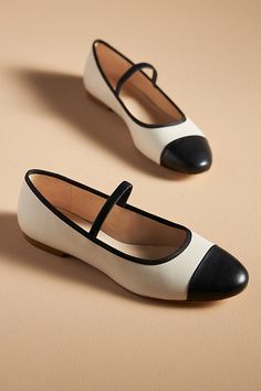 Leather upper, insole, sole Slip-on styling Imported | Cap-Toe Mary Jane Flats by Maeve in Beige, Women's, Size: 9, Leather at Anthropologie Women Dress Shoes Flats, Mary Jane Flats Outfit, Classy Flats, Women's Oxford Shoes, Neutral Flats, Shoes Mary Jane, Trendy Flats, Fall Flats, Mary Jane Shoes Flat