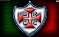 the logo for grc soccer team on a green, red and black wallpaper