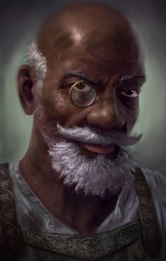 an old man with glasses and a beard is shown in this digital painting style image