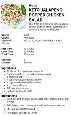 the recipe for keto jalapeno popper chicken salad