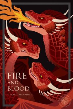 two red fire and blood dragon heads with flames coming out of their mouths