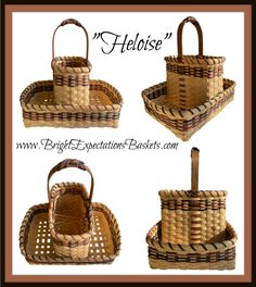 four different baskets with handles and handles