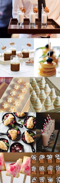 a collage of different desserts and pastries