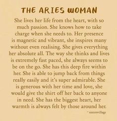 the aries woman poem written in brown ink