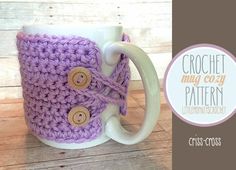 a crochet mug cozy pattern with buttons