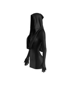 Backless mini dress with avangarde hood. THIS IS A DIGITAL ITEM, IT ONLY EXISTS DIGITALLY AND WILL BE APPLIED TO YOUR PHOTO(s). Color: black. Material: digital leather. Digital clothes fit all sizes. About the brand: Sudi Etuz is an Istanbul based fashion designer whose signature style reflects innovation and conceptual designs. In their collection for DRESSX, designer is questioning the difference between reality and digital. How can reality be described? Carefully picked colors are reflecting Hooded Dress Outfit, Dress With Hood, Plastic Art, Hooded Dress, Photo S, Conceptual Design, Backless Mini Dress, Sport Chic, Chic Dress