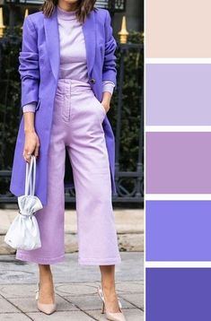 Contrast Outfit, Lavender Outfit, Iranian Women Fashion, Stylish Work Attire, Corporate Outfits