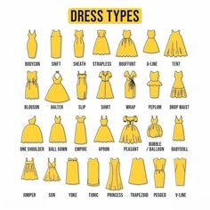 dress types for women in yellow and white