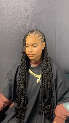 Three Strand Braid Locs, Half Criss Cross Half Knotless Braids, Braids With Individuals In The Back, Small Ponytail Braids, Passion Twist With Braids, Swoop Braids Styles, Side Part Tribals, Tribals With Twist, Side Part Twist Braids