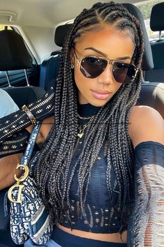 Cornrow To Box Braids, Long Plaits Black Women, Braid Weave Hairstyles For Black Women, Braids Extensions Styles, Latest Braided Hairstyles, Cornrows Natural Hair, Romantic Waves, Two Braid Hairstyles, Side Braids