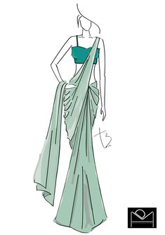 Saree Draping Illustration Sketches, Saree Sketches Fashion Illustration, Sari Sketch, Saree Illustration Sketch, Artist Thoughts, Saree Illustration, Saree Sketch, Photoshop Practice, Saree Silhouette