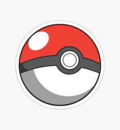 a red and white pokemon ball sticker