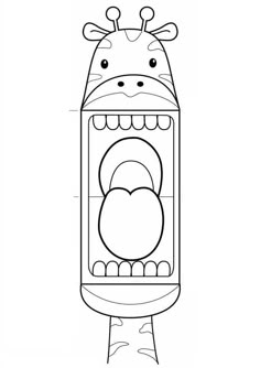 a drawing of a cartoon character with an open mouth and nose on it's head