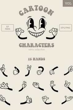 cartoon characters with hand gestures and expressions for each character in the video game, cartoons