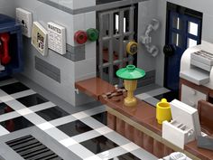 there is a lego model of a kitchen