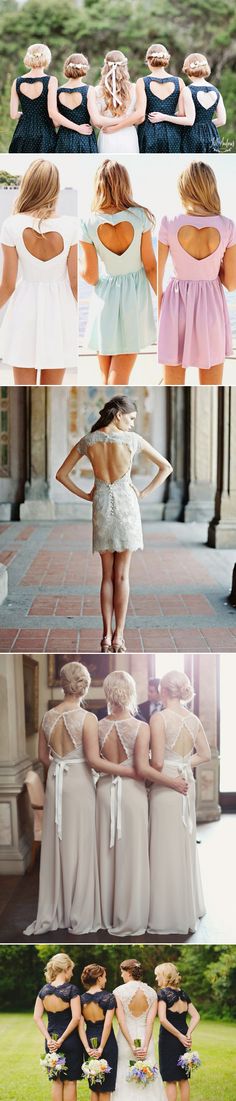 several different pictures of women in dresses with their backs turned to the camera, and one showing