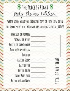 the price is right for baby shower items in this printable coupon sheet, which includes