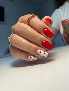 Red Summer Nails, Short Red Nails, Holiday Acrylic Nails, August Nails, Ballet Nails, Girly Acrylic, Wow Nails, Cherry Nails, French Tip Acrylic Nails