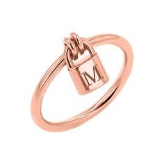 This show stopping padlock ring is not only beautiful but meaningful as well. Crafted in 14k Gold the engravable padlock feature ensures you always keep your favorite initials close and forever locked in your heart. The distinctive hanging silhouette is uniquely fabulous and will surely make this the new favorite in your stack.

Size: 8mm(H) x 5.75mm(W)
1.8mm wire thickness
Solid 14K Gold
Lifetime Guarantee
Made in Los Angeles 14k Rose Gold Ring, Ring Sale, Initial Ring, Personalized Necklace, Metal Rings, Rose Gold Ring, Necklaces Bracelets, Solid Gold, Gold Rings