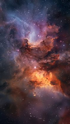 an image of some very pretty stars in the night sky with clouds and bright colors