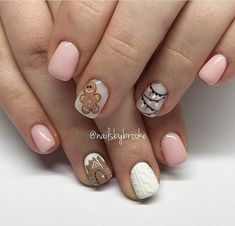 Gingerbread Nails, Christmas Mani, Light Nails, Cute Christmas Nails, Christmas Nails Easy, Nails Christmas