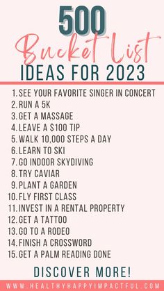 500 of the best bucket list ideas for 2023 Simple Bucket List Ideas, Simple Bucket List, Bucket List Ideas Travel, Vision Board Self Care, 2023 Bucket List, Best Bucket List, Bucket List Life, Flying First Class