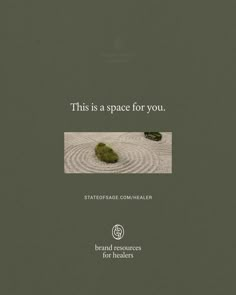 a book cover with an image of two rocks in the sand and text that reads, this is a space for you